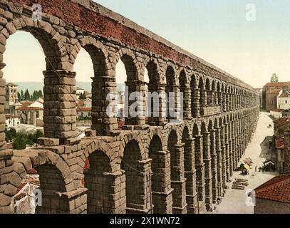 El Puente, Aquädukt von Segovia, Spanien, um 1890, Historisch, digital restaurierte Reproduktion von einer Vorlage aus dem 19. Jahrhundert Stock Photo