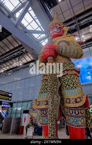 Suvarnabhumi Airport , New Hub of South East Asia , Huge Statue Guard, Statue, Bangkok, Asia, thailand Suvarnabhumi Airport , Riesenstatue, Bangkok, *** Suvarnabhumi Airport , New Hub of South East Asia , Huge Statue Guard, Statue, Bangkok, Asia, thailand Suvarnabhumi Airport , Giant Statue, Bangkok, Stock Photo