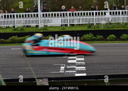 A blur as they cross the finish line, Todd Ellis, Emmanuelle Clement, LCR-Yamaha YZF-R6, First time at Goodwood a Sidecar Shoot-Out, World Championshi Stock Photo