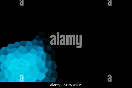 Blue Polygonal Shapes on black background. Honeycomb pattern. Stock Photo