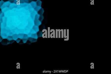 Blue Polygonal Shapes on black background. Honeycomb pattern. Stock Photo