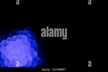 Blue Polygonal Shapes on black background. Honeycomb pattern. Stock Photo