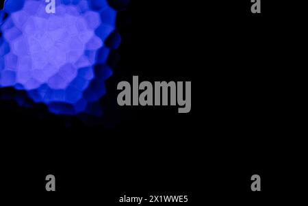 Blue Polygonal Shapes on black background. Honeycomb pattern. Stock Photo