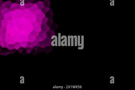 Pink Polygonal Shapes on black background. Honeycomb pattern. Stock Photo