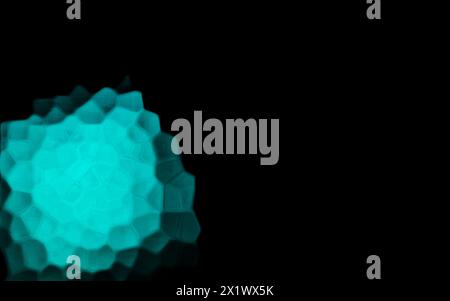 Blue Polygonal Shape on black background. Honeycomb pattern. Stock Photo