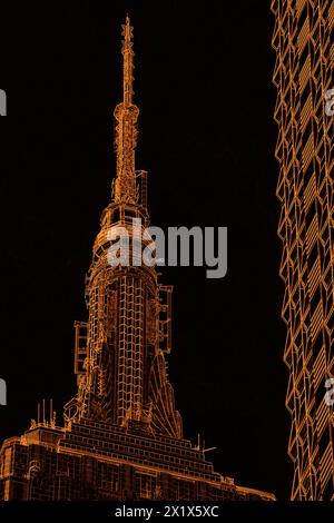 Empire State Building's iconic spire, rendered with Photoshop Glowing ...