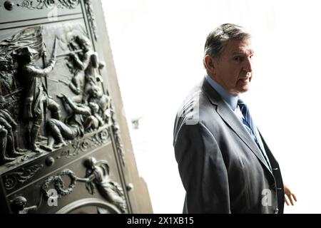 Washington, USA. 18th Apr, 2024. Senator Joe Minchin (D-W.V.) exits the U.S. Capitol, in Washington, DC, on Thursday, April 18, 2024. (Graeme Sloan/Sipa USA) Credit: Sipa USA/Alamy Live News Stock Photo