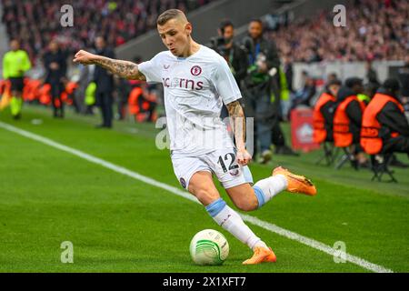 Lille, France. 18th Apr, 2024. LILLE, FRANCE - APRIL 18: Lucas Digne of Aston Villa in action during the Quarter-final Second Leg - UEFA Europa Conference League 2023/24 match between Lille OSC and Aston Villa at Stade Pierre-Mauroy on April 18, 2024 in Lille, France. (Photo by Matthieu Mirville/BSR Agency) Credit: BSR Agency/Alamy Live News Stock Photo