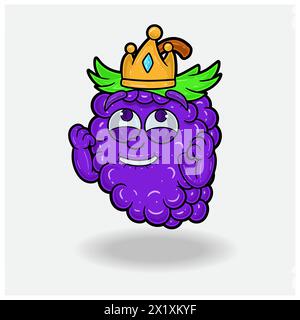 Happy expression with Grape Fruit Crown Mascot Character Cartoon. Vector Illustrations Stock Vector