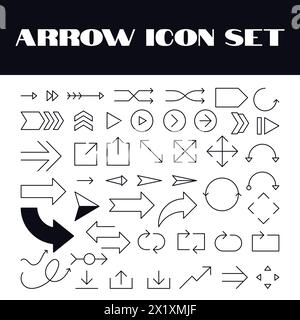 Line Arrow vector icon set Arrow Direction Icons Set Vector Graphics Illustration Stock Vector