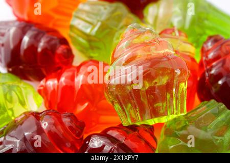 Gummies of different colors in the shape of a cupcake Stock Photo