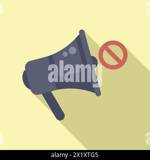 Rejected megaphone speech icon flat vector. Modern law. Caution protection Stock Vector