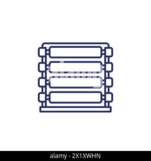 loom machine line icon on white Stock Vector