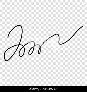 Fake hand written autograph template. Vector illustration isolated on transparent background Stock Vector