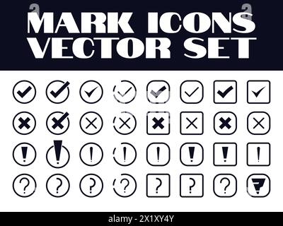 Mark Icons Set Vector Check Tick, Cross, Question, Exclamation Mark Icon Vector Graphics Stock Vector