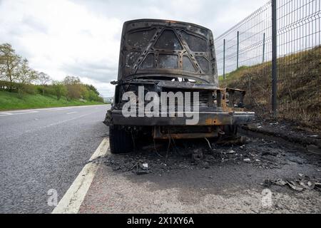 burnt out range rover by the side of the road in county antrim northern ...