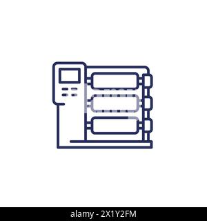 textile production line icon with a loom machine Stock Vector