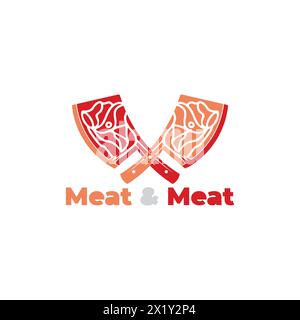 butcher meat slice knife symbol logo vector Stock Vector