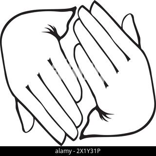 two hands touching, representing human connection and unity, comunication, peace and mutual help Stock Vector