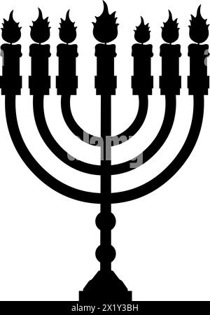 vector black icon silhouette hebrew candlestick Stock Vector