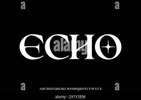Elegant unique serif alphabet display font vector illustration Stock Vector