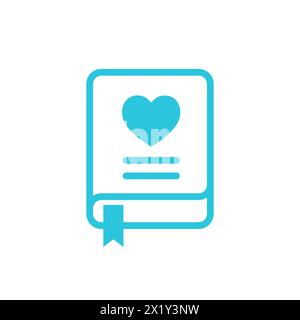 Book. Love story. Isolated on white background. From blue icon set. Stock Vector