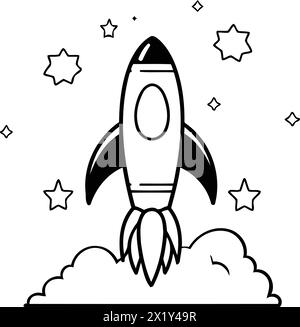 Rocket icon in flat style. Vector illustration of space rocket on white background. Stock Vector