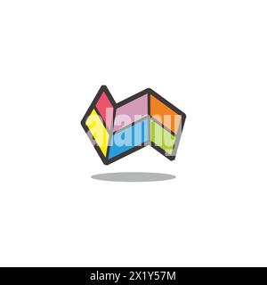 folding tile mat colorful doodle logo vector Stock Vector
