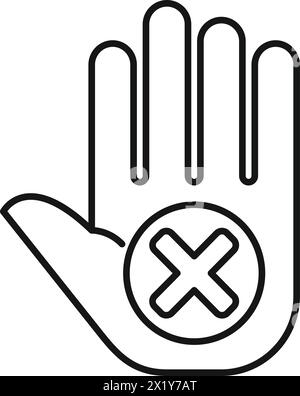 Stop rejected palm icon outline vector. Check notice. Legal exclamation Stock Vector