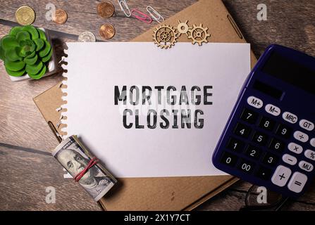 Mortgage Closing is shown using a text Stock Photo