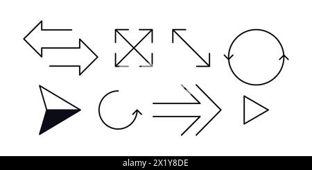 Line Arrow vector icon set Arrow Direction Icons Set Vector Graphics Illustration Stock Vector