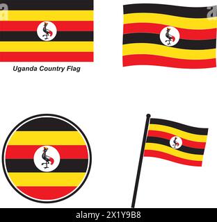 Uganda country Flag icon vector illustration design Stock Vector