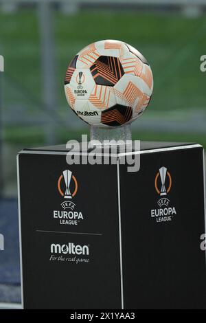Rome, Italy, 18 April, 2024 the match ball during  quarter-finals between the Uefa Europa League Match Between AS Roma vs  AC Milan  Credit:Agostino Gemito/ Alamy Live News Stock Photo