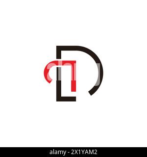 letter dr thin line arrow red logo vector Stock Vector