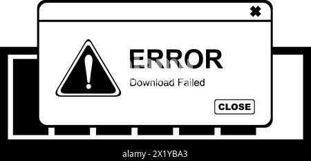 vector black and white icon poster download failed error Stock Vector