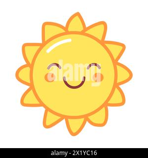 Cute cartoon sun icon. Vector template Stock Vector