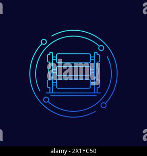 loom machine icon, linear design Stock Vector