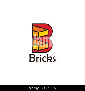 letter b brick 3d flat geometric logo vector Stock Vector