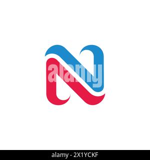 letter n opposite arrow curves logo vector Stock Vector