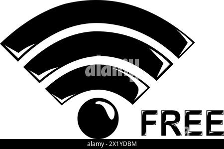 vector icon black and white free wifi signal Stock Vector
