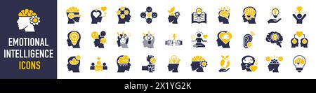 Emotional intelligence icon. Such as social skills, self-awareness, self-regulation, empathy and motivation vector icons collection. Stock Vector