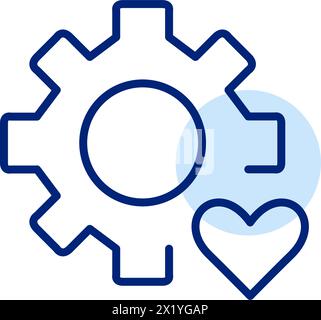 Cogwheel and heart. Settings and like symbol. Pixel perfect, editable stroke icon Stock Vector
