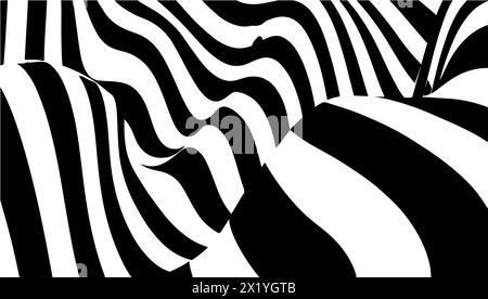 Horizontal line pattern. Halftone pattern, abstract background of rippled, wavy lines. Black white abstract background, curved horizontal stripes.Opti Stock Vector