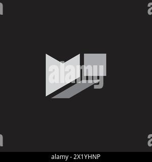 letter m metal bar industrial simple logo vector Stock Vector