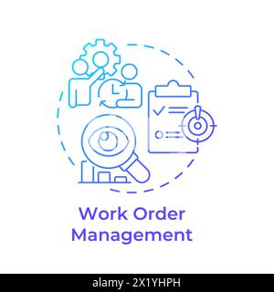 Work order management blue gradient concept icon Stock Vector