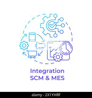 Integration SCM and MES blue gradient concept icon Stock Vector
