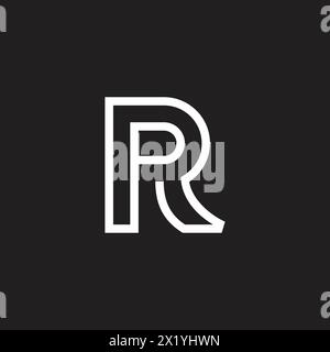 letter pr mono lines simple geometric logo vector Stock Vector