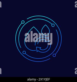 reuse water icon, linear vector design Stock Vector