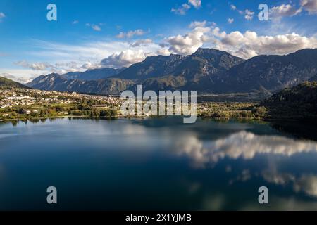 Löweneck or Levico Terme on the lake Lago di Levico in Valsugana, Trentino, Italy, Europe Stock Photo