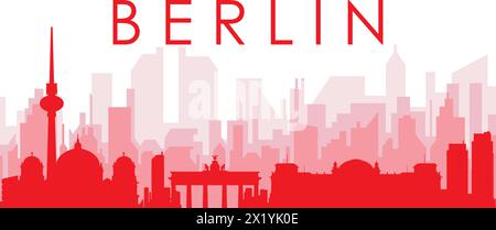Red panoramic city skyline poster of BERLIN, GERMANY Stock Vector